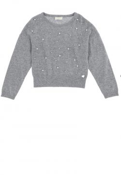 Monnalisa Pullover Perlen grau