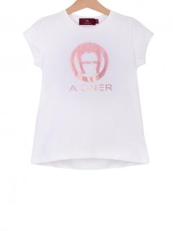 Aigner Kids Logo T-Shirt Mädchen weiß rosegold g