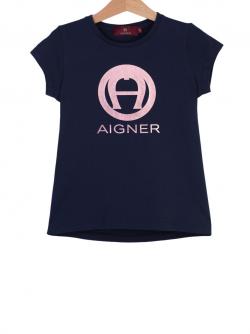 Aigner Kids Logo T-Shirt Mädchen blau rosegold g