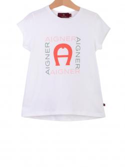 Aigner Kids Logo T-Shirt Mädchen weiß pink g
