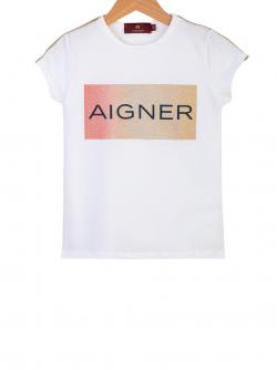 Aigner Kids Logo T-Shirt weiß Streifen g