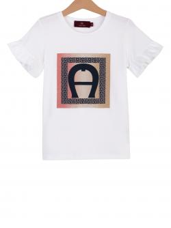 Aigner Kids Logo T-Shirt Mädchen weiß Volantärmel