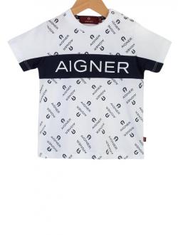 Aigner Kids Logo T-Shirt Jungen Monogramm weiß k