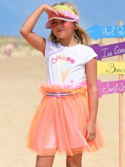 Billieblush Kleid Tüll weiß orange