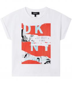 DKNY T-Shirt Mädchen orange weiss