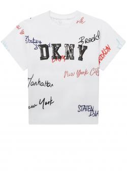 DKNY T-Shirt Pailletten Mädchen weiss