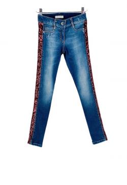 E.L.S.Y Girl Jeans Pailletten rot