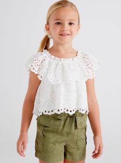 Mayoral Bluse Lochstickerei weiss