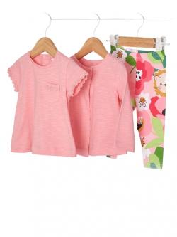 Mayoral Set Jäckchen, T-Shirts & Leggings rosa
