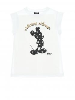 Monnalisa Oversize T-Shirt Strass Mickey weiß