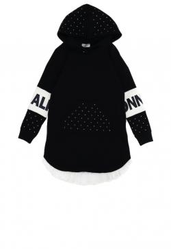 Monnalisa Sweatkleid schwarz/weiß