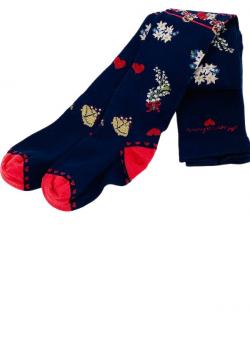 Monnalisa Strumpfhose Herzen/Blumen blau