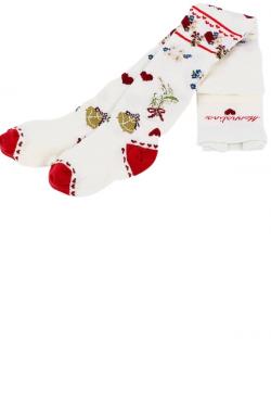 Monnalisa Strumpfhose Herzen/Blumen beige