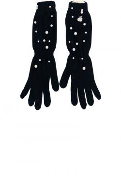 Monnalisa Handschuhe Perlenbesatz schwarz
