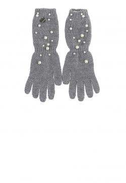Monnalisa Handschuhe Perlenbesatz grau