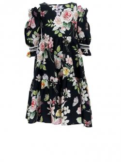 Monnalisa Kleid floraler Print schwarz