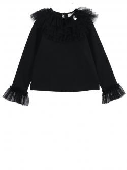 Monnalisa Longsleeve Tüllkragen schwarz