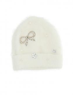 Monnalisa Mütze Strass offwhite