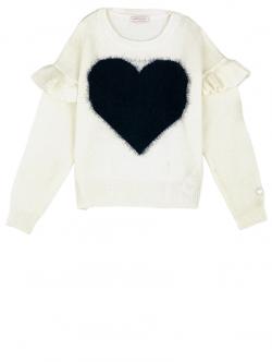 Monnalisa Pullover Herz offwhite