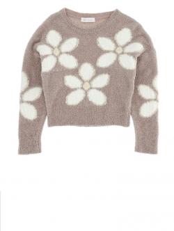 Monnalisa Pullover Blumen taupe