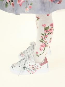 Monnalisa Strumpfhose Blumen beige