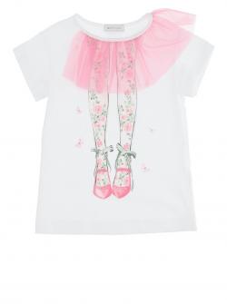 Monnalisa T-Shirt Tüllrock weiß