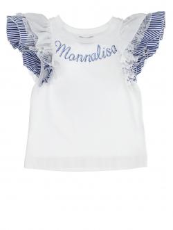 Monnalisa T-Shirt Strassschriftzug blau