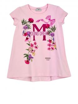Monnalisa Maxi T-Shirt floraler Print rosa