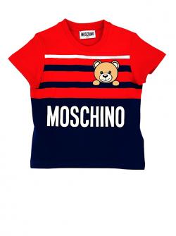 Moschino Logo T-Shirt Jungen rot/blau
