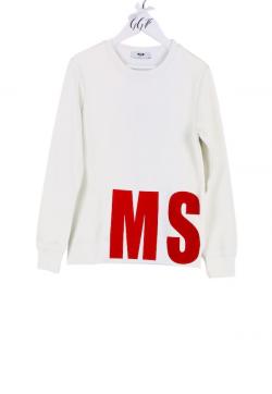 MSGM Kids Sweatshirt weiß Logo-Print Samt