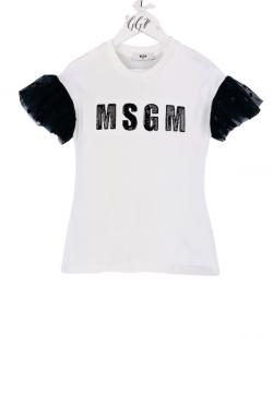 MSGM Kids T-Shirt mit Tüllärmel