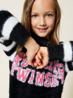 Twinset Pullover schwarz & pink