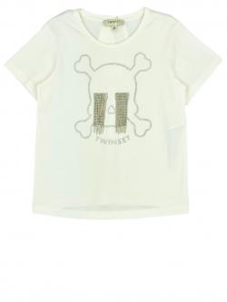 Twinset T-Shirt Strass Head offwhite 