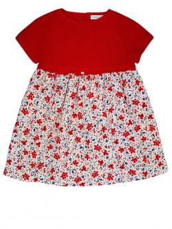 Wedoble Kleid mit Stickeinsatz rot/weiß